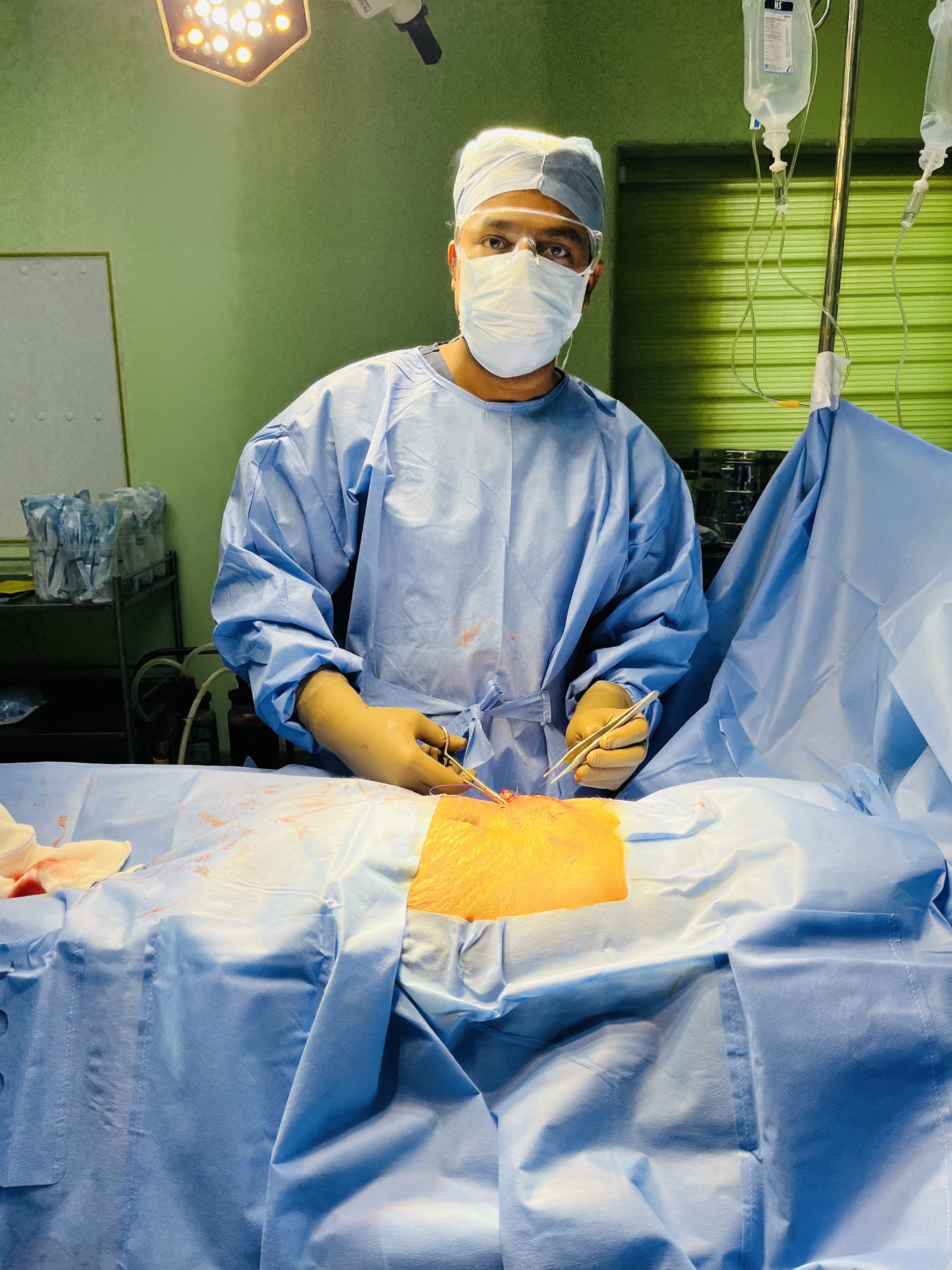 Surgical team at work in advanced operation theatre at O P Hospital Gopalganj